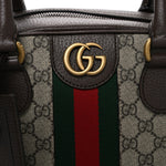 GG Supreme Monogram Textured Dollar Calfskin Web Medium Savoy Bowling Bag Beige Ebony New Acero