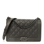 Calfskin Double Stitch New Medium Boy Flap Grey
