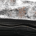 Metallized Arena Calfskin MIni Monaco Chain Shoulder Bag Silver