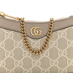 GG Supreme Monogram Textured Dollar Calfskin Web Mini Ophidia GG Handbag Beige Mystic White Oatmeal