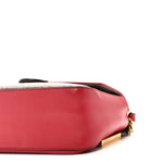 Vitello Grace Glazed Fabric FF 1974 Double F Shoulder Bag Fragola Mogano Panna