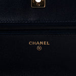 Lambskin Quilted Hold The Line Wallet On Chain WOC Dark Blue