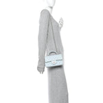 Lambskin Quilted Mini Top Handle Rectangular Flap Light Blue