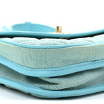 Denim Quilted Small Messenger Flap Neon Blue