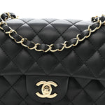 Lambskin Quilted Mini Rectangular Flap Black