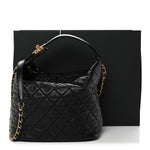 Lambskin Quilted Large Perfect Meeting Hobo Black