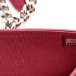 Lambskin Quilted Boy Wallet On Chain WOC Dark Fuchsia