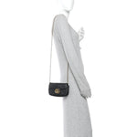 Calfskin Matelasse Super Mini GG Marmont Shoulder Bag Black