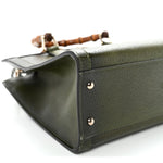Textured Dollar Calfskin Web Small Diana Tote Bag Green Ombre