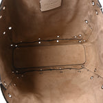 Grainy Calfskin Studded Small Nellcote Shopping Tote White