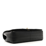 Calfskin Chevron Quilted Small Statement Flap Black
