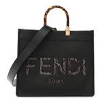 Vitello King Plexiglass Elaphe Python Print Logo Medium Fendi Sunshine Shopper Tote Dark Asphalt