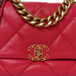 Goatskin Quilted Large Chanel 19 Flap Dark Pink