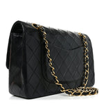 Lambskin Quilted Medium Double Flap Black