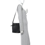 Supple Grained Calfskin Long Strap Big Bag Bucket Black