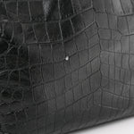 Calfskin Crocodile Embossed Monogram Medium Niki Shopping Bag Black