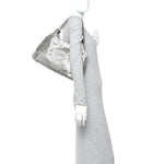 Metallic Glazed Calfskin Perforated Rodeo Drive Hobo Silver