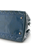 Patent Quilted Large Just Mademoiselle Bowling Bag Dark Blue