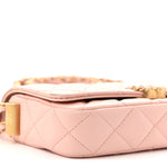 Crumpled Calfskin Quilted Braided CC Mini Flap Light Pink