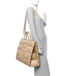 Nylon Large Puff Shopping Bag Cream