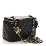 Lambskin Quilted Small CC Vanity Case Black