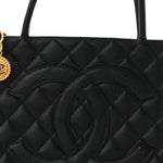 Caviar Quilted Medallion Tote Black