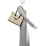 Empreinte Monogram Giant Broderies Onthego MM Cream Black
