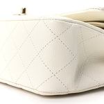 Caviar Quilted Medium Double Flap White