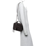 Iridescent Caviar Quilted Medium CC Filigree Vanity Case Burgundy