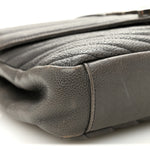 Sheepskin Matelasse Chevron Monogram Medium College Bag Asphalt