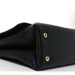 Caviar Diamond Stitched Top Handle Flap Black