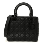 Ultra Matte Calfskin Cannage Medium Lady Dior Black