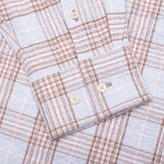 Check Flannel Button-Up Shirt - Light Blue/Pink