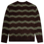 Striped Fuzzy Sweater - Brown/Military