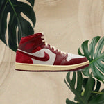 Women's Air Jordan 1 Mid SE Tiki Leaf - Team Red/University Red/Muslin