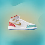 Air Jordan 1 Mid SE (GS) - White/Metallic Gold/University Red