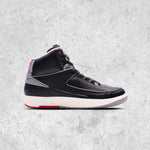 Air Jordan 2 Retro (GS) 'Black Cement' - Black/Cement Grey/Fire Red