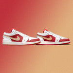 Air Jordan 1 Low SE (GS) - White/Metallic Gold/University Red