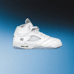 Air Jordan 5 Retro 'White Metallic' (GS) - White/Black/Metallic Silver