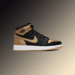 Air Jordan 1 Retro High OG (GS) 'Black and Gold' - Black/Metallic Gold/Sail