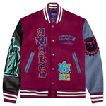 Awake Chenille Patches Varsity Jacket - Lilac Combo