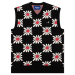 Checkered Floral Sweater Vest - Black Floral