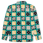 Paisley Printed Corduroy Zip-Up Shirt - Teal/Multi