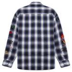 Awake Ombre Plaid Camp Flannel Shirt - Blue