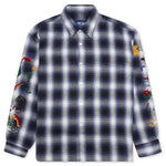 Awake Ombre Plaid Camp Flannel Shirt - Blue