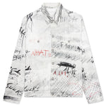Oversize Graffiti Denim Jacket - Blanc