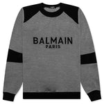 Shoulder Ribbed Knit Sweater - Gris/Noir
