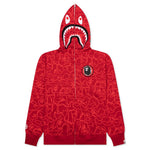 Bape 30th Anniversary Line Camo Shark Full Zip Hoodie - Red
