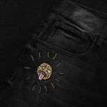 Beaded Sun Wide Jeans - Charcoal Wash