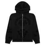 Boxy Fit Hoodie With Zip And Pocket Base - Black